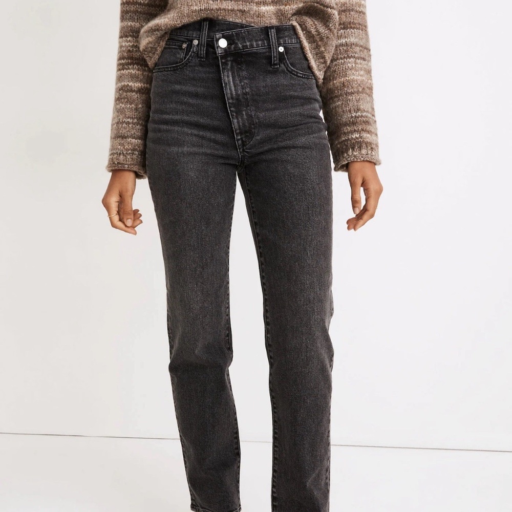 Madewell Perfect Vintage Straight Leg Jeans - Washed Black / 29